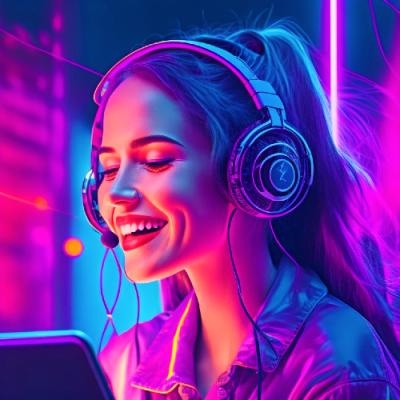 Beautiful Young Woman Blue Hood Stares Generated By Ai