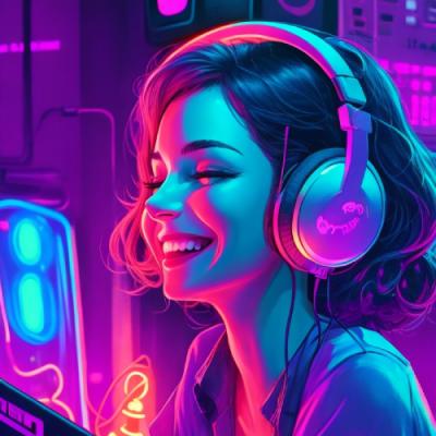 Dreamshaper V5 Illustration Of Happy Woman Listening To Music 3 1 1