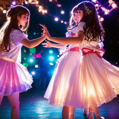 Dreamshaper V7 Young Girls Dancing At Party Under Pleasant Lig 3