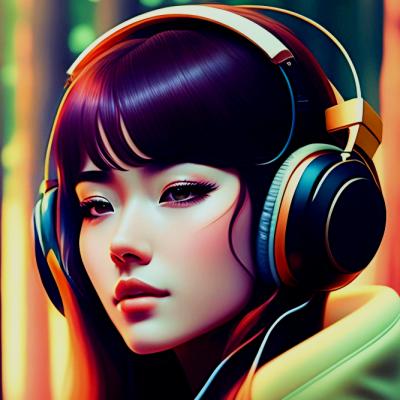 Woman With Long Hair Yellow Hoodie With Word Music It